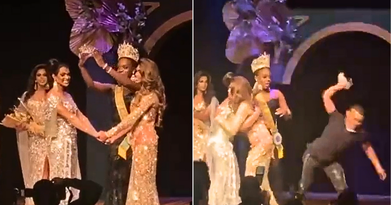 Angry husband smashes beauty pageant winner's crown to pieces after wife gets second place