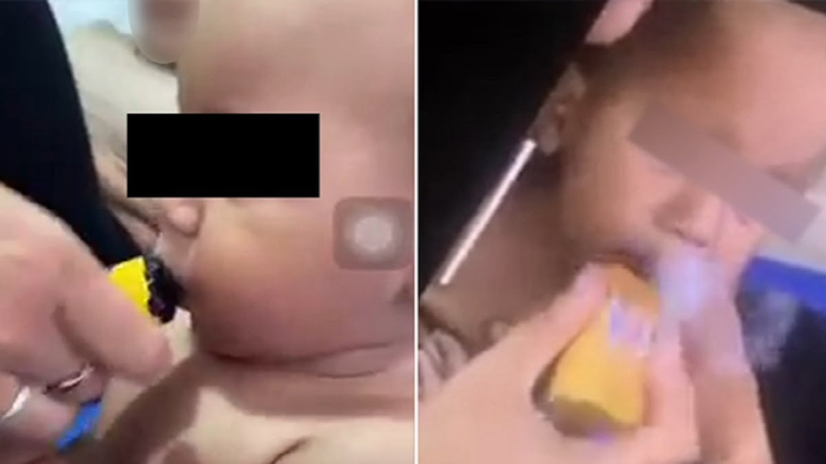 Baby Vaping viral video circulated on social media, baby then exhales smoke