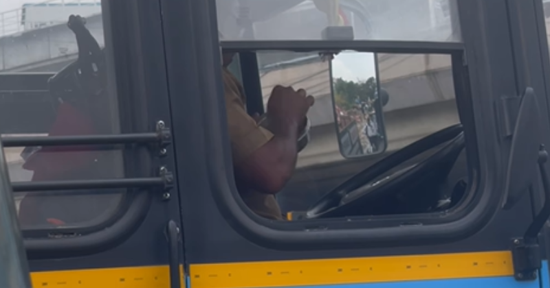 Bangalore Traffic Diaries: Bus driver finishes his full lunch while stuck in traffic