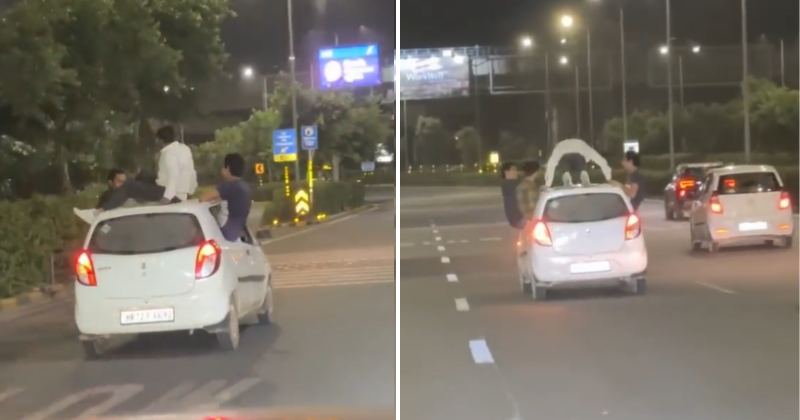 Believe it or not: Man does push-ups in a moving car in Gurugram, is stopped and fined