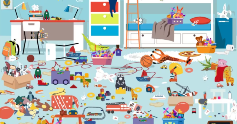 Challenging Puzzle: Can you find the toy penguin in this messy room?