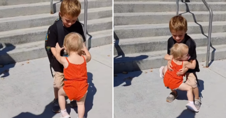 Sibling Love: Look How Adorably This Little Sister Meets Her Brother Outside Their School