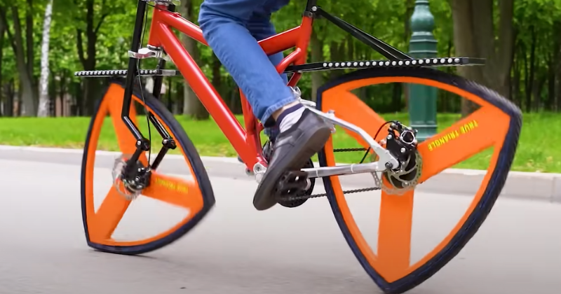 The inventor who invented square bicycle wheels is back, this time with Reuleaux triangular bicycle wheels.