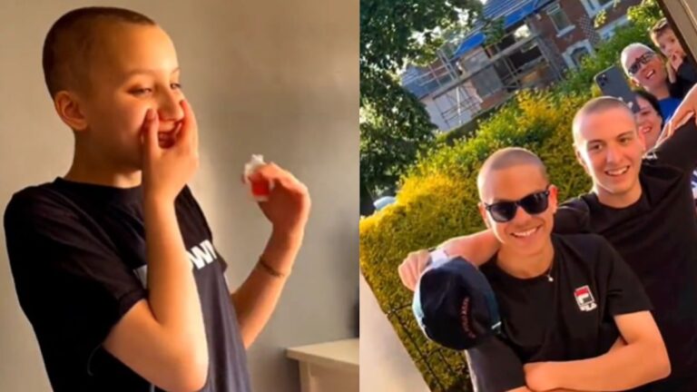 Video of teens shaving their heads in support of a friend battling cancer has brought tears to the internet;  Look