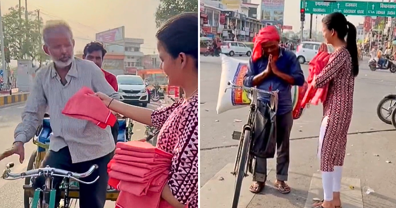 Woman wins hearts online, gives away 'gamchas' to rickshaw pullers, street vendors to beat the heat