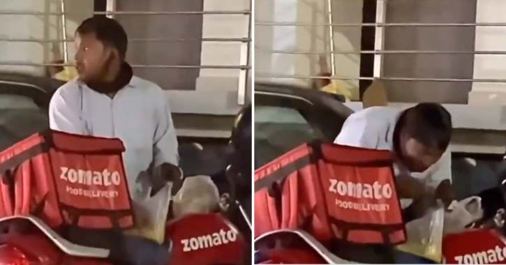 Zomato Delivery Agent Eats Dal Chawal From Plastic Bag In Heartbreaking Video