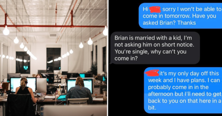 Boss asks man to work day off because he’s single, frustrated employee ends up giving 2 weeks notice