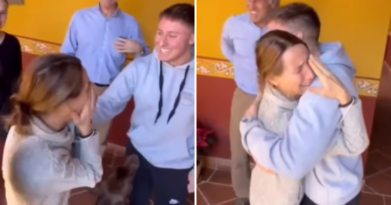 Emotional reunion: Duty soldier finally reunited with his mother after years apart