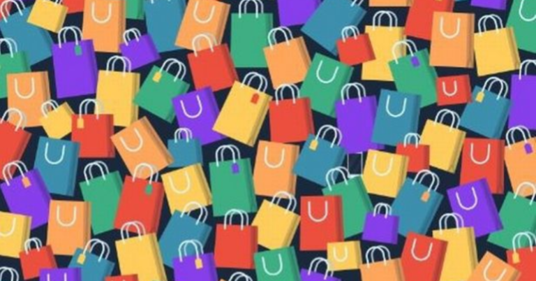 Optical illusion: can you see the phone in a sea of ​​shopping bags?