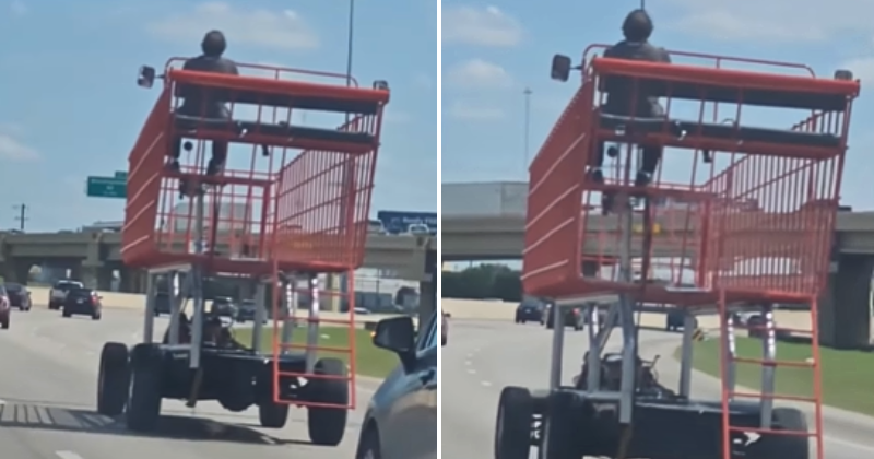 'That's crazy': Man drives truck-sized 'grocery cart' on highway, stuns internet