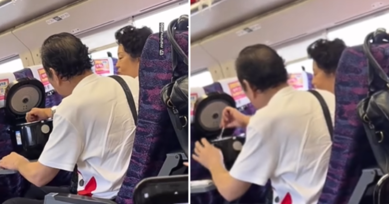 Bizarre footage of a woman taking out a rice cooker on a train in China blows up the internet