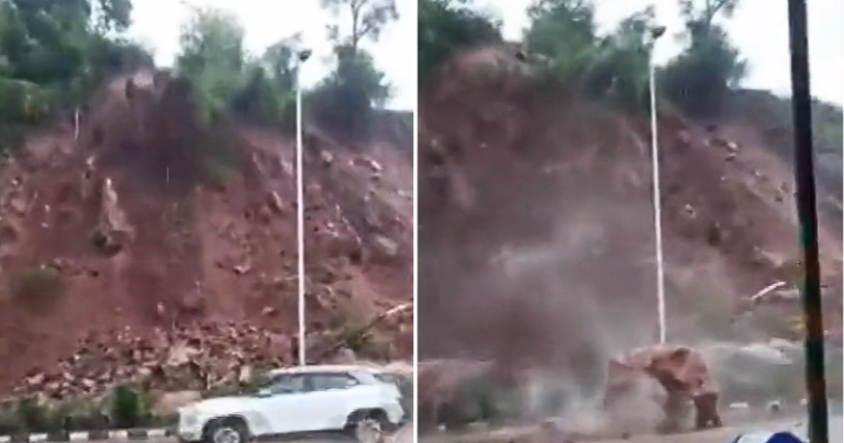 Car driver narrowly escapes death, terrifying video of Himachal Pradesh landslide raises concern