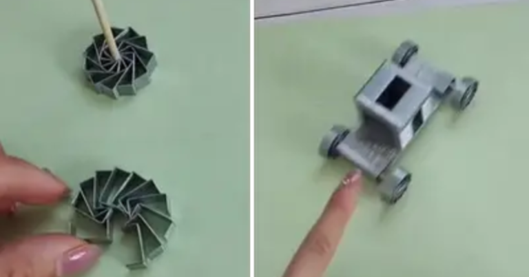 Clever Woman’s Miniature Car Made From Staples Wows The Internet