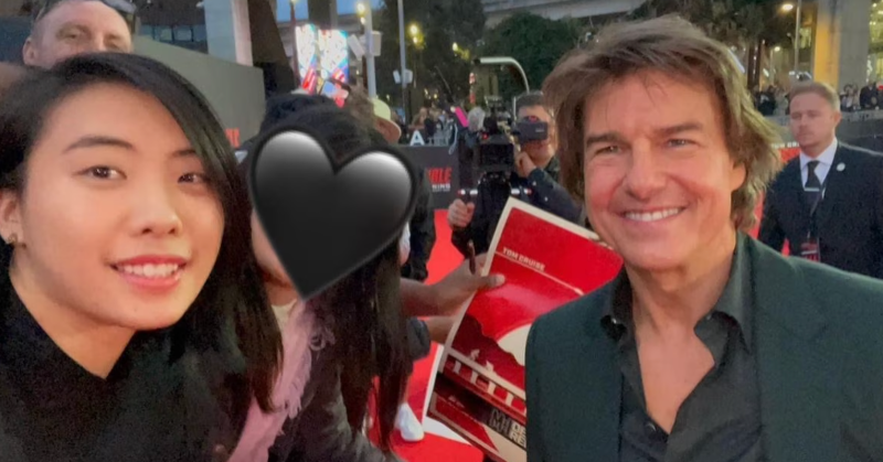 'I'm in love with you': Tom Cruise blushes when a woman confesses her love for him at the movie premiere
