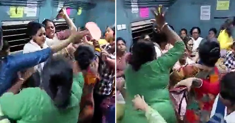 Kalesh on wheels: women throw their hands and slippers on the local Kolkata train