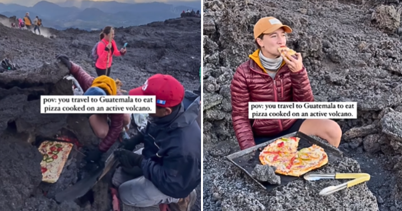 Made with amber: Woman eats Guatemalan delicacy cooked in active volcano