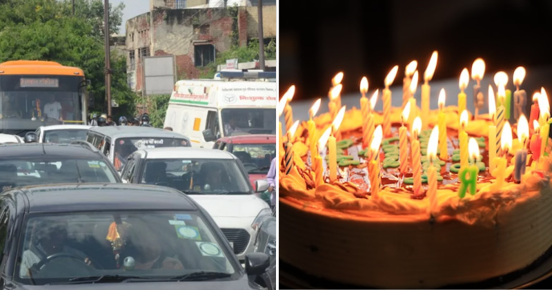 Man blocks traffic to celebrate birthday with firecrackers on road in Agra