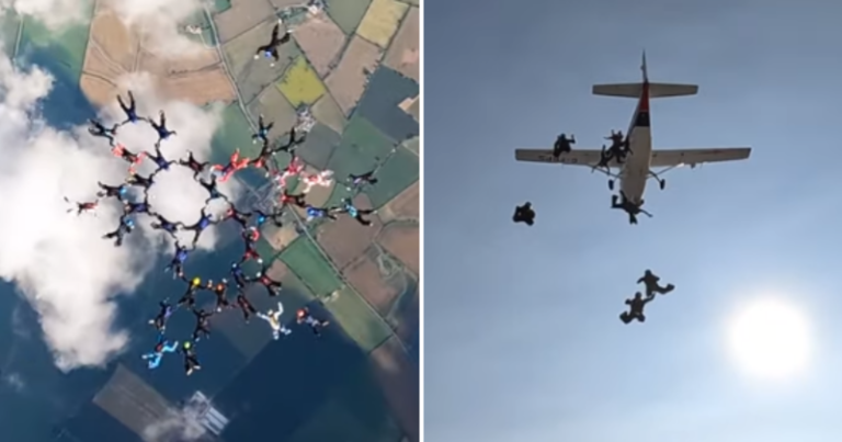 Skydiving Marvel: 41 skydivers set British record for largest sequential formation