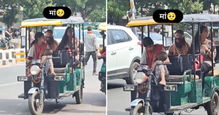 Woman drives electric cart while tending to toddler, video wins hearts