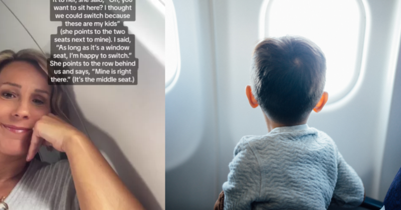 Woman refuses to give up plane seat to mom who wanted to sit with her children, internet divided