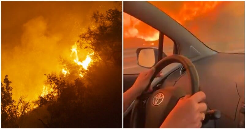 Woman's Harrowing Attempt To Flee Devastating Wildfire Caught On Video In Sicily, Italy