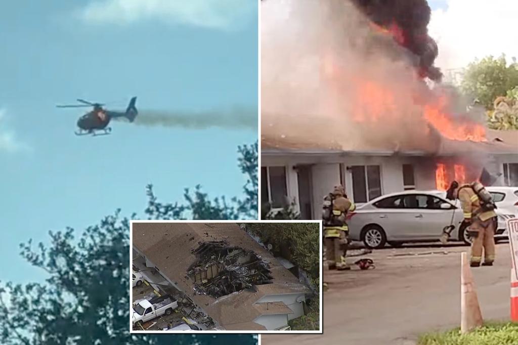 Aerial rescue helicopter crashes into Florida apartment building