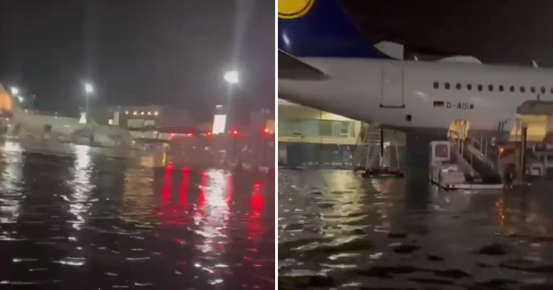 Aftermath Of Bad Storm: Flooding At Germany's Frankfurt Airport, Air Traffic Suspended