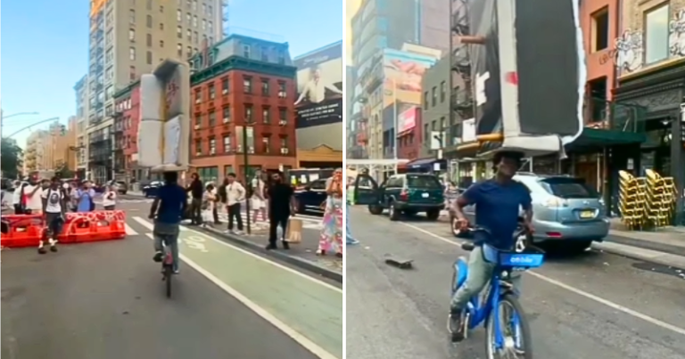 Cyclist Pulls ‘Unbelievable’ Stunt On New York Streets, Balances Couch On His Head In Viral Video