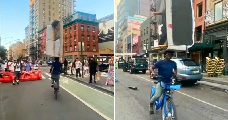 Cyclist Pulls 'Unbelievable' Stunt On New York Streets, Balances Couch On His Head In Viral Video