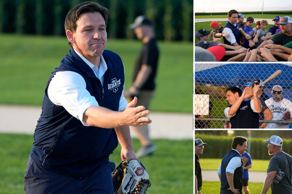 DeSantis plays baseball and dodges Trump's accusations at Iowa's Field of Dreams