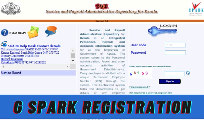 G Spark Registration, Login, Salary Stub, Pay Stub @gspark.kerala.gov.in