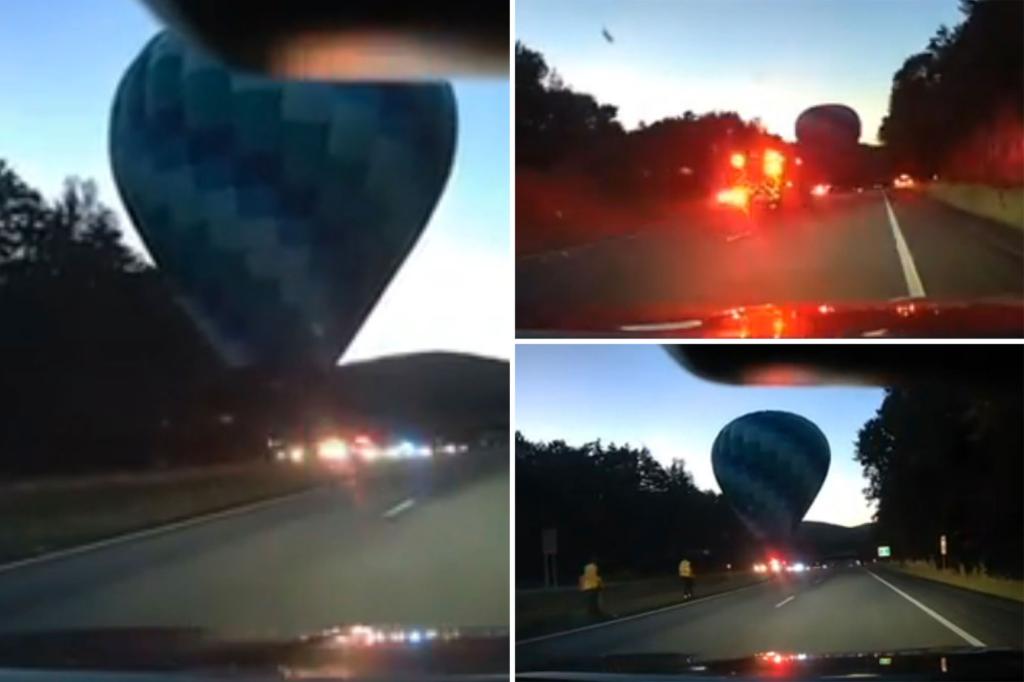 Hot air balloon pilot lands safely in median of Vermont highway after mid-flight problem with 4 passengers on board: 'common landing'