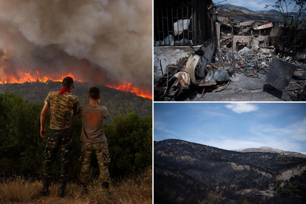 More than 600 firefighters, backed by water-dropping planes, battle to control wildfires in Greece