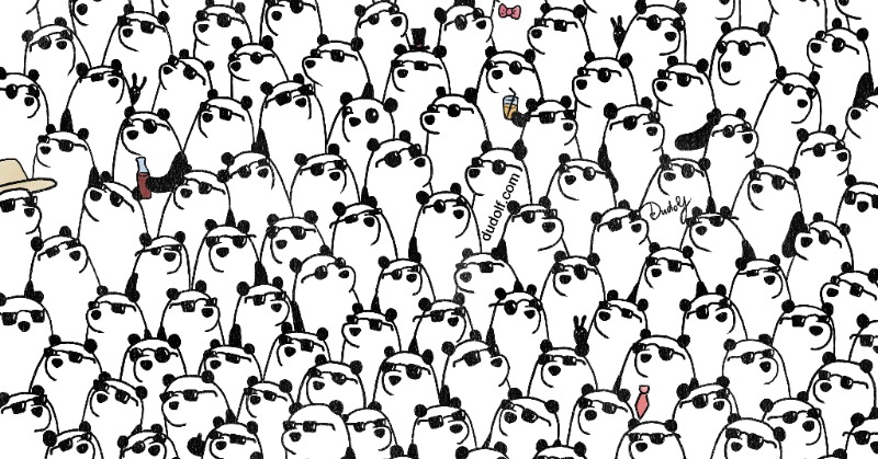 Optical Illusion: Try To Find The Three Pandas Without Sunglasses In 30 Seconds And See If You're Smart