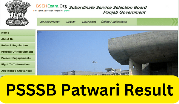PSSSB Patwari Result