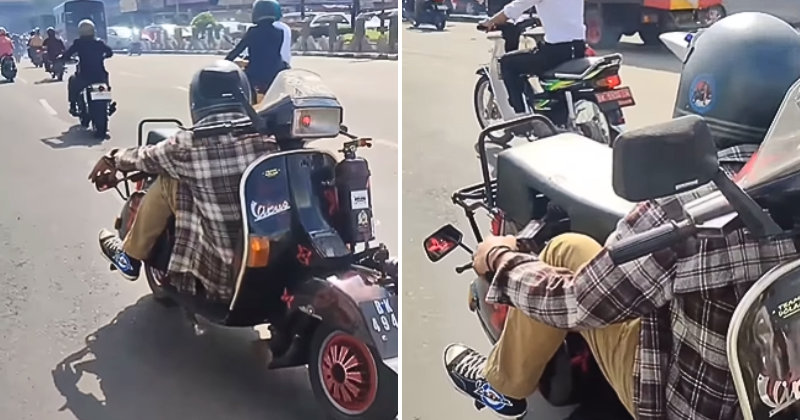 Ride In Reverse? Indonesian Man's Bizarre Scooter Makeover Confuses The Internet