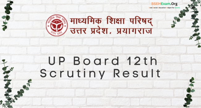 UP Board 12th Scrutiny Result