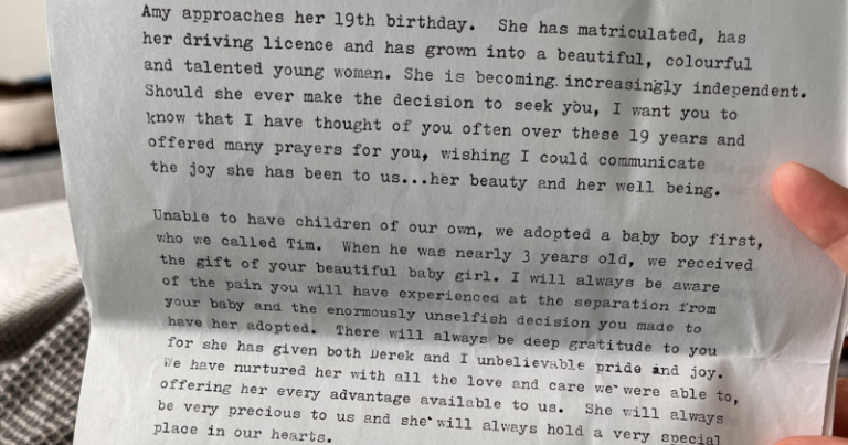 Woman Reveals Heartwarming Letter Exchange Between Adoptive Mom And Biological Mother
