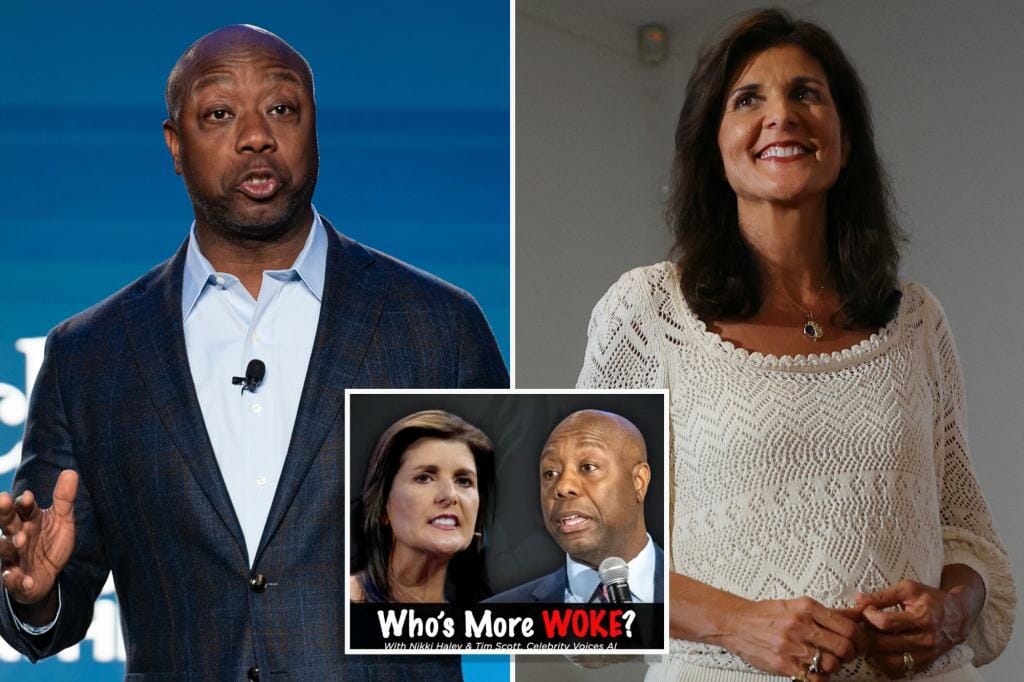 Attack ad uses AI-generated voices of Nikki Haley and Tim Scott to claim they are 'too woke'