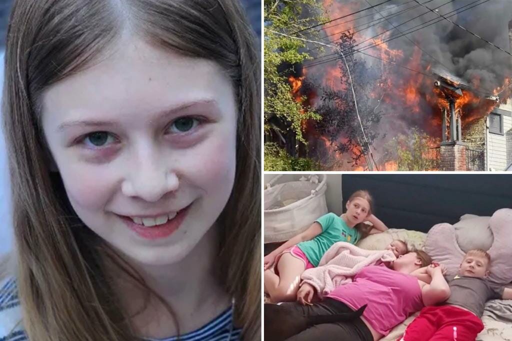 'Brave' girl, 11, survives house fire by jumping out of window after her 'schizophrenic' father started fire that killed her mother and siblings