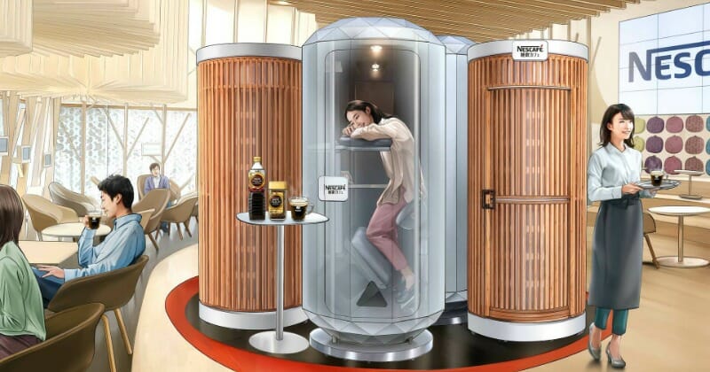 Coffee before bed?  Nescafé in Japan offers its customers nap services in vertical sleeping capsules