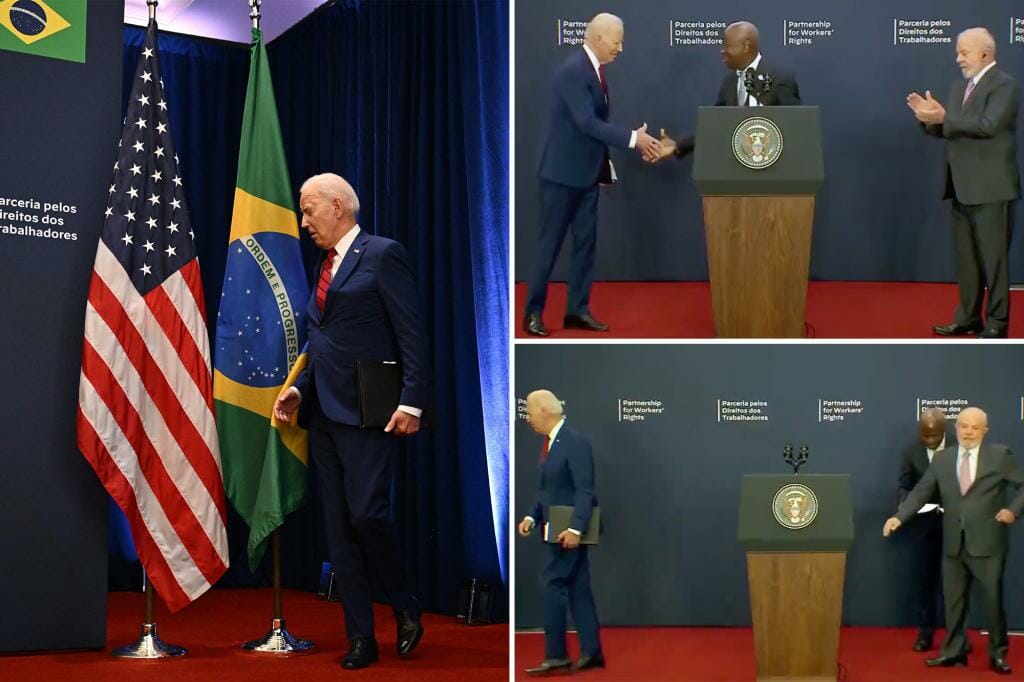Confused Biden walks toward flag, then appears to anger Brazilian president with UN handshake snub