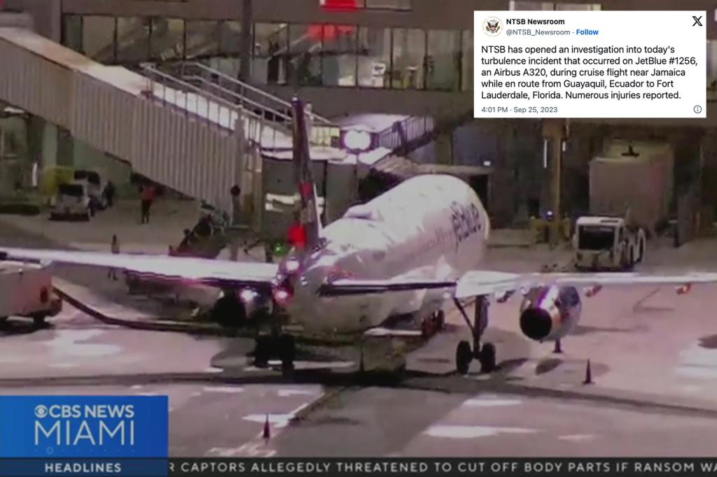 Eight people aboard Florida-bound JetBlue flight hospitalized after plane experiences 'severe turbulence'