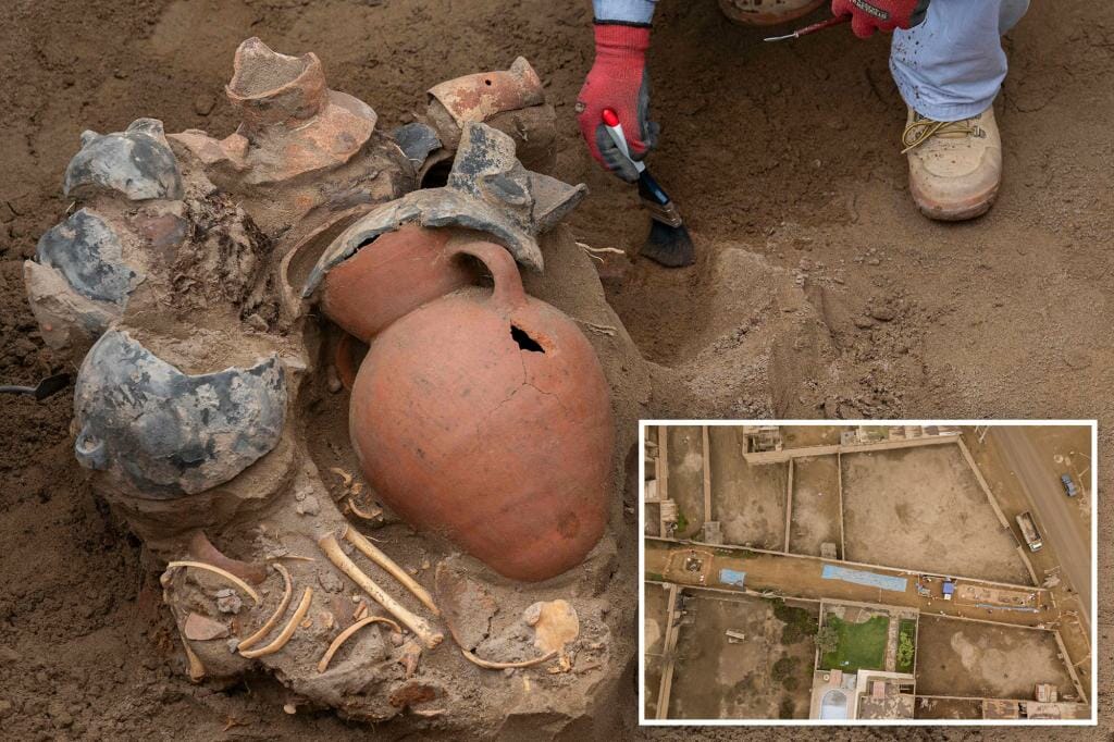 Eight pre-Inca mummies and objects, including opium pipes, discovered by gas workers in Peru