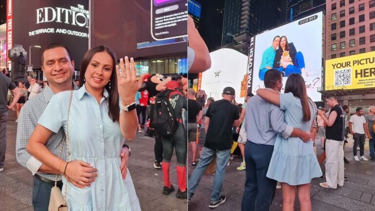 Honduran proposes to his girlfriend in Times Square