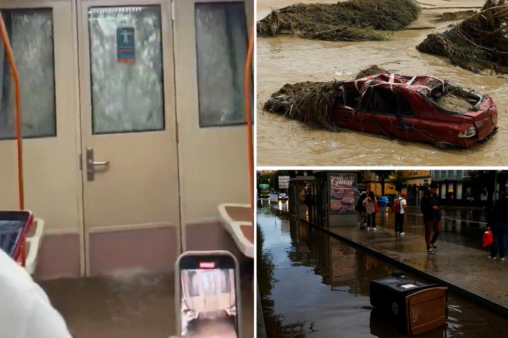 Terrifying moment when Madrid commuters are trapped in the flooded metro