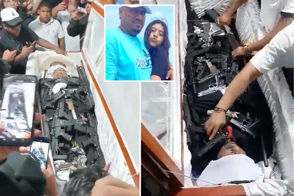 The murdered cartel boss 'El Fatal' buried with hundreds of weapons to protect him 'in the afterlife'