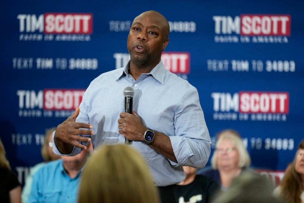 Tim Scott mocks Biden by telling reporters at bedtime press conference: 'Synapses don't fire that fast'