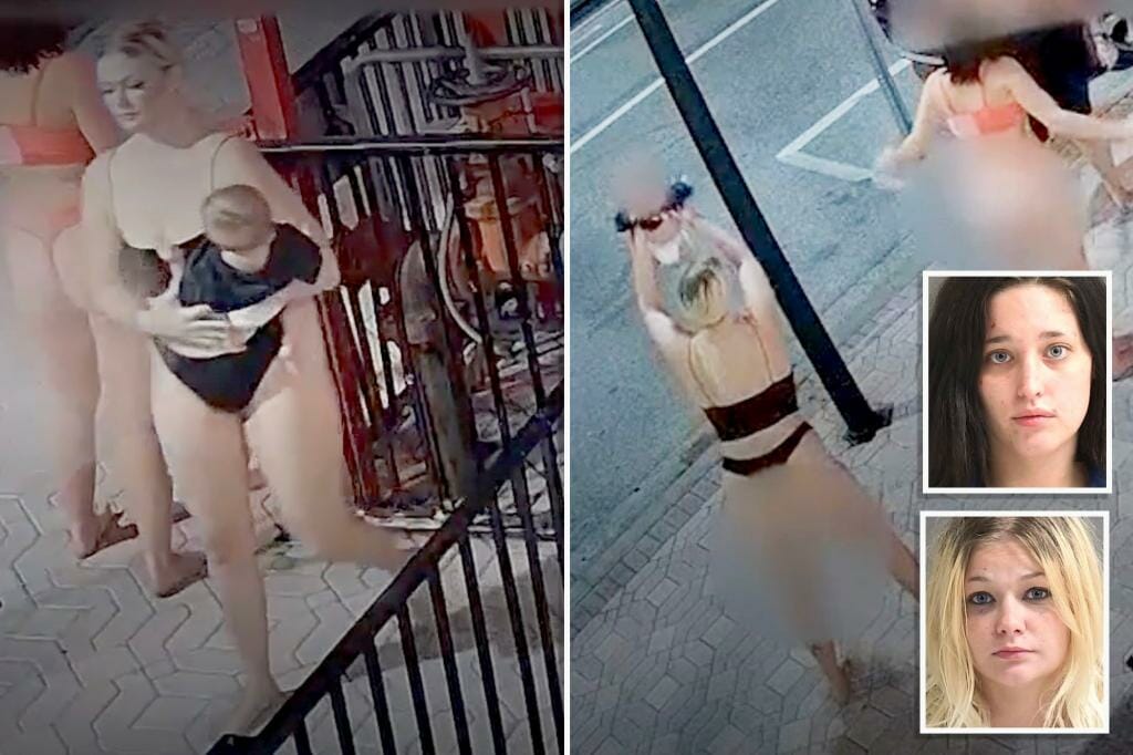 Two women accused of throwing their baby 'like a toy' outside a bar