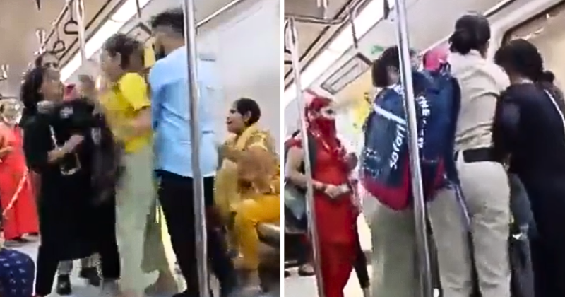 Two women pull hair and throw punches in nasty fight on Delhi Metro
